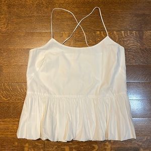 Ace White Cotton Poplin Peplum Tank Size Small